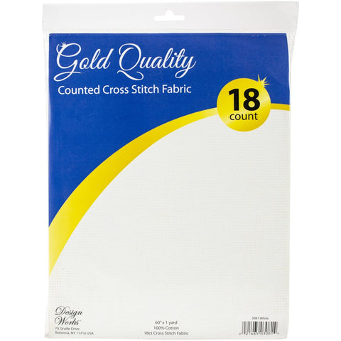 White Aida Cloth 18-Count Gold Quality