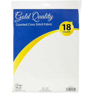 White Aida Cloth 18-Count Gold Quality