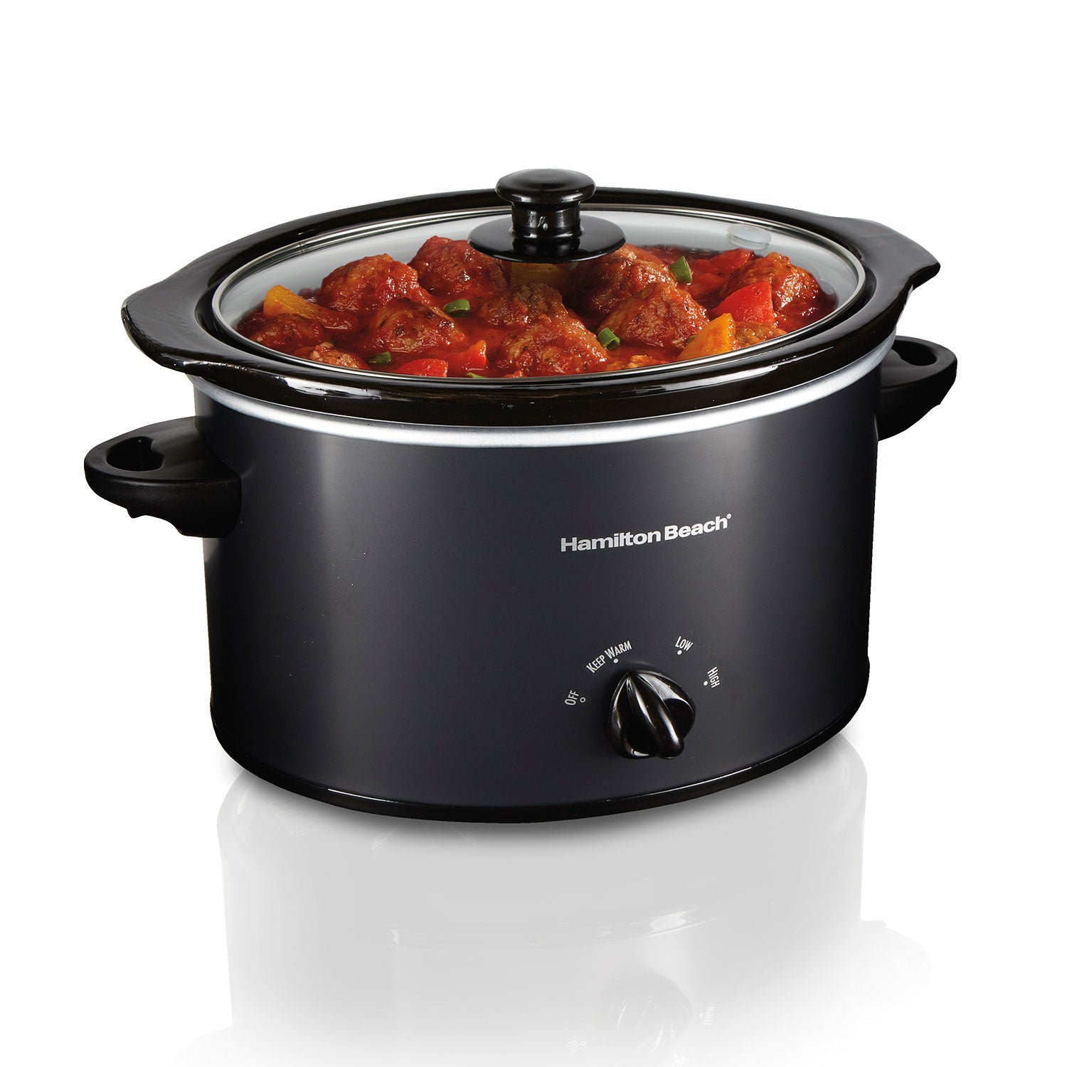 Hamilton Beach 5-Quart Silver/Black Oval Slow Cooker in the Slow
