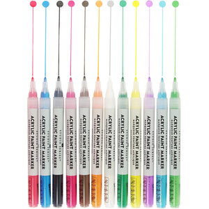 12 Vibrant Colors of Acrylic Paint Markers