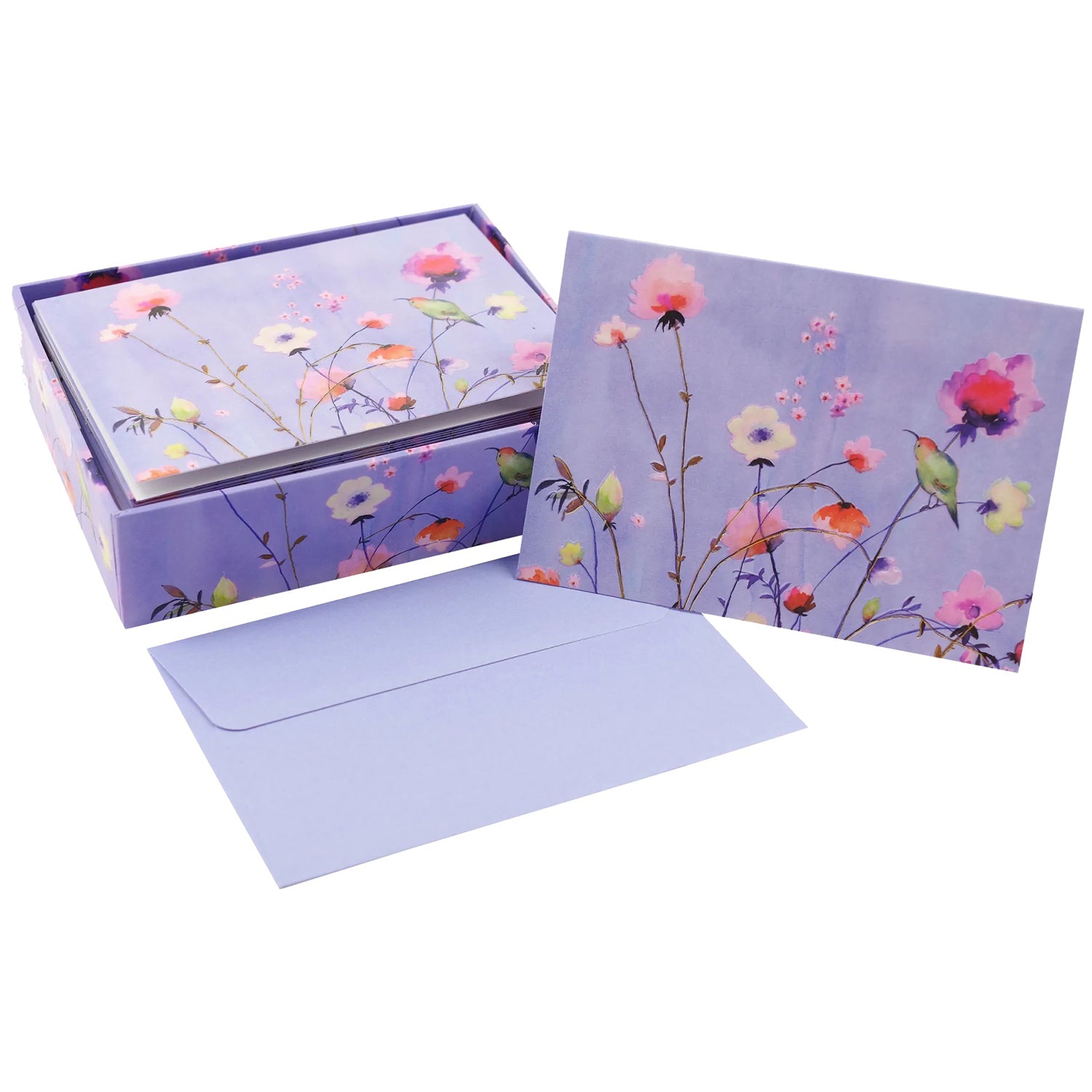 Sweeping Wildflowers Notecard Pack of 4: hand painted watercolor