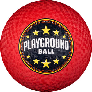 Red rubber playground ball.