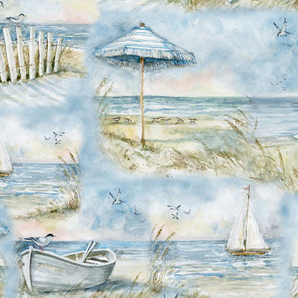 Coastal Sanctuary Collection Scenic Cotton Fabric 