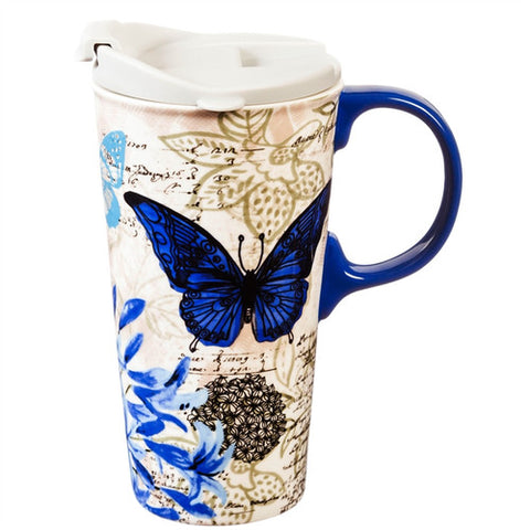 Blue Floral Study Travel Mug