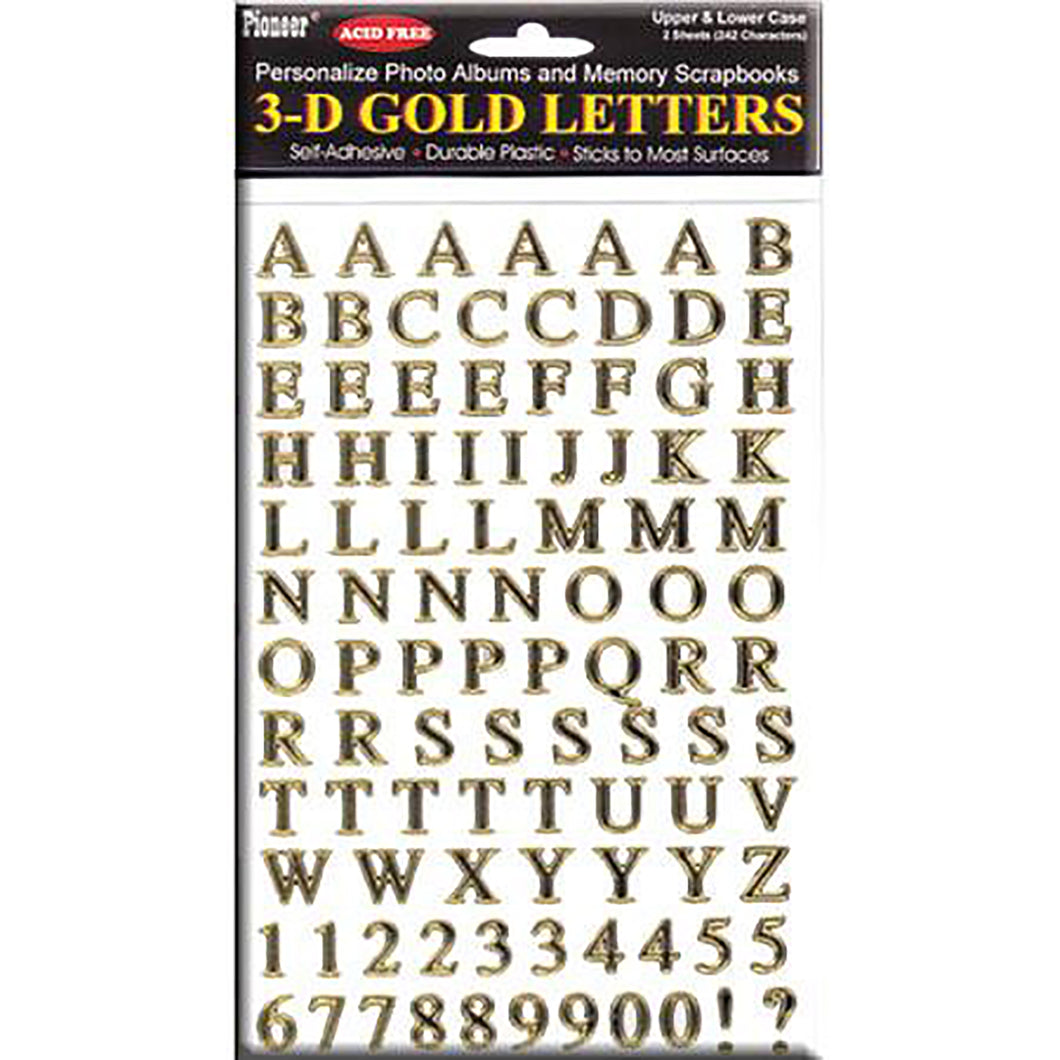 2 Gold Metallic Color Alphabet & Numbers Stickers (72/Pack) 24 Pack