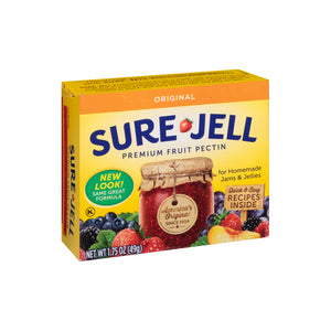 A box of Sure Jell premuim fruit pectin.