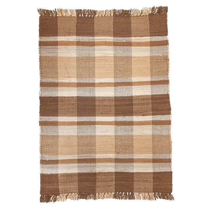 Plaid Taupe Rag Rug 400