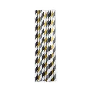 Gold, Black, and Gray Paper Party Straws 4020