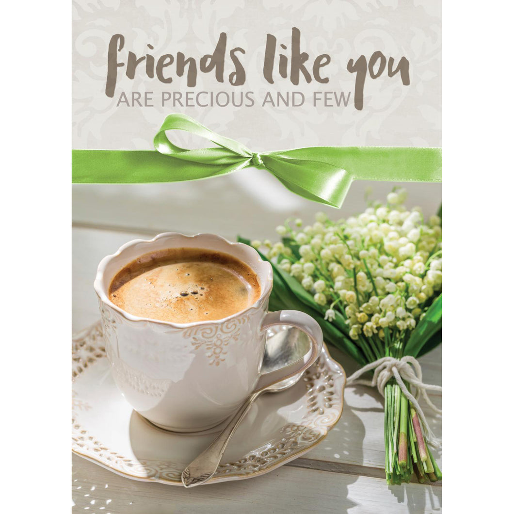 Coffee & Green Ribbon Note Cards 4058