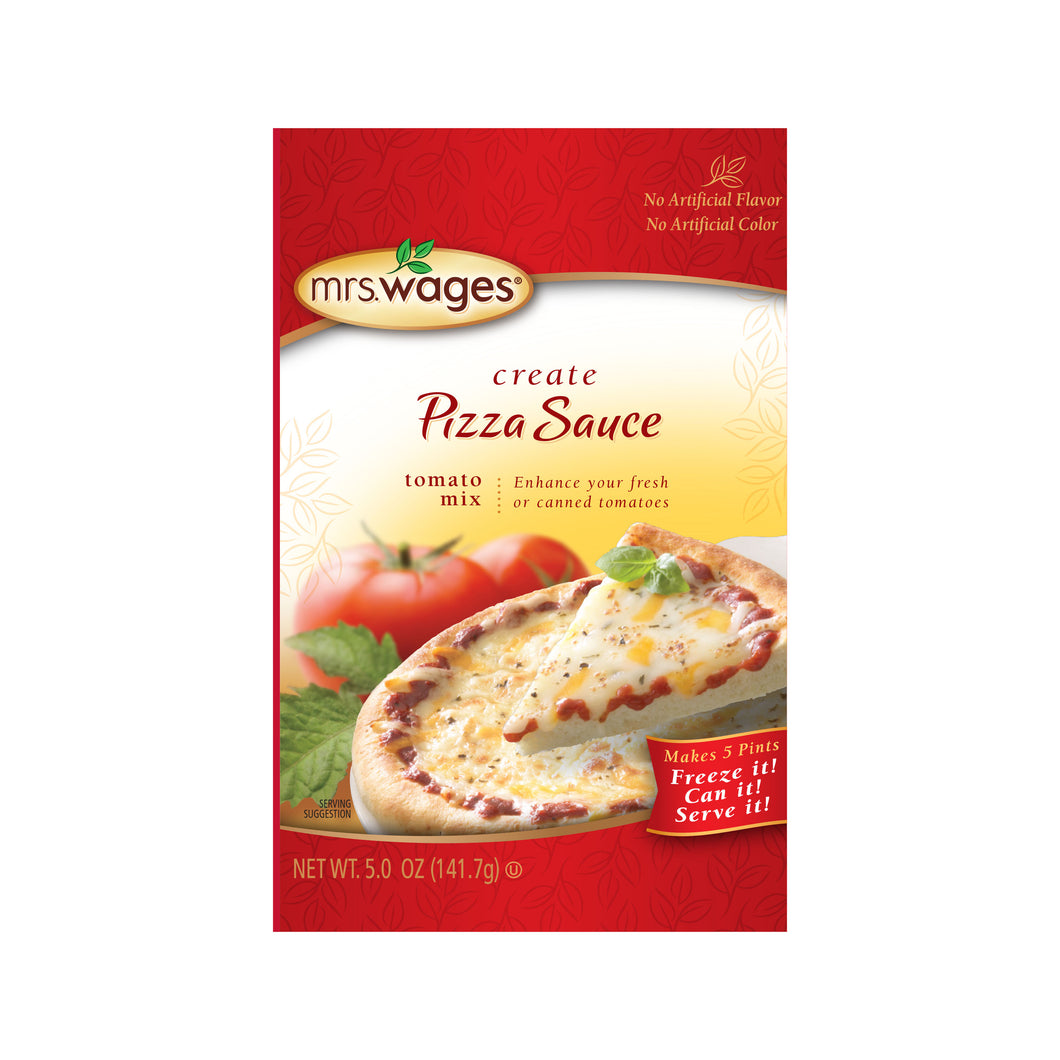 Pack of Mrs. Wages Pizza sauce mix.