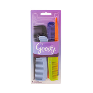 Goody family pack of 6 colorful combs. Assorted sizes.