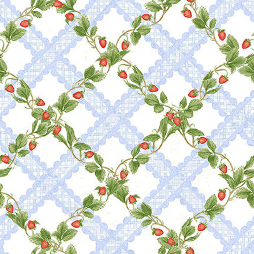 Strawberry Garden Collection Strawberry Lattice Cotton Fabric 