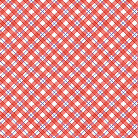 Strawberry Garden Collection Diagonal Plaid Cotton Fabric 