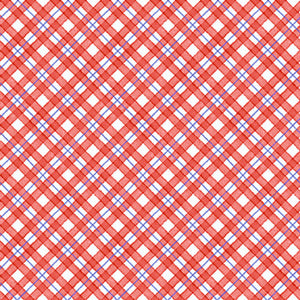 Strawberry Garden Collection Diagonal Plaid Cotton Fabric 