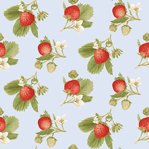 Strawberry Garden Collection Tossed Strawberry Sprigs Cotton Fabric 504-78 