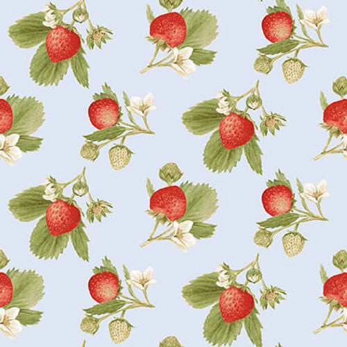 Strawberry Garden Collection Tossed Strawberry Sprigs Cotton Fabric 504-78 