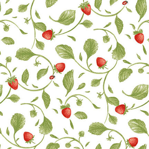 Strawberry Garden Collection Small Tossed Vine Cotton Fabric 505-68