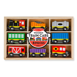 wooden train cart 8 pc set