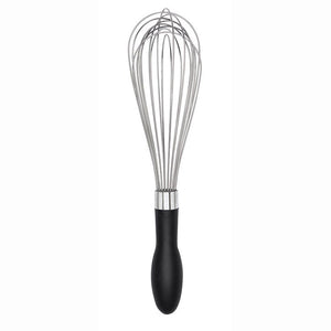 Pyrex Flat Whisk Stainless Steel & Silicone 4 Wire 12-inch Black