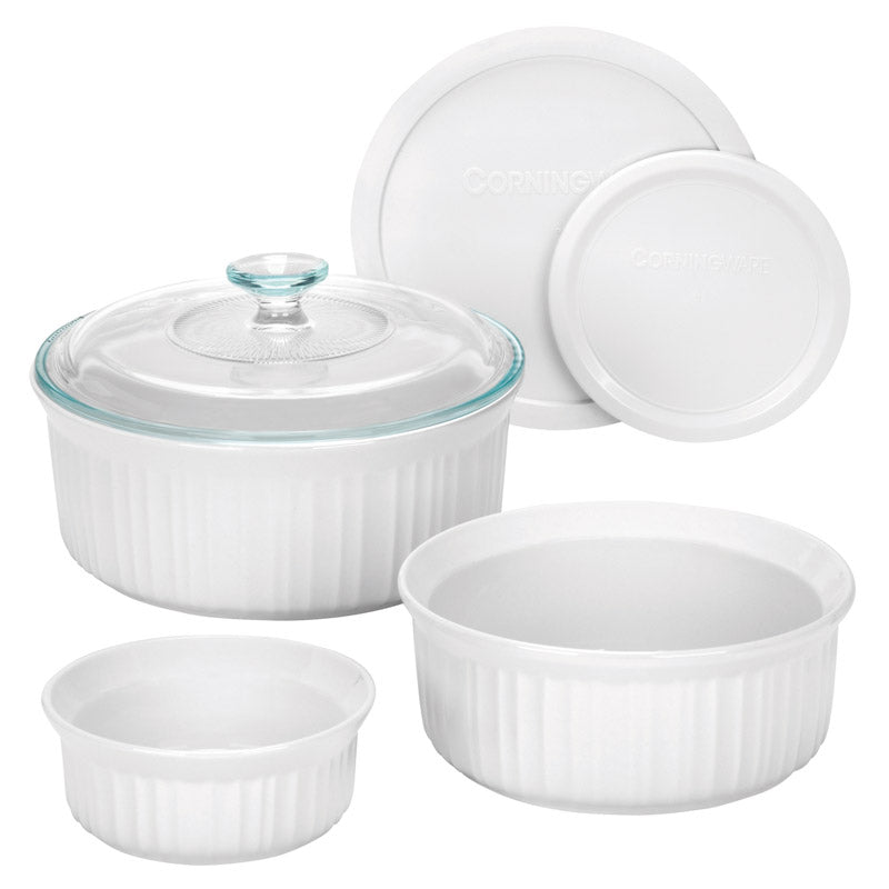 CorningWare French White, Round and Oval Bakeware 12-Piece Set 
