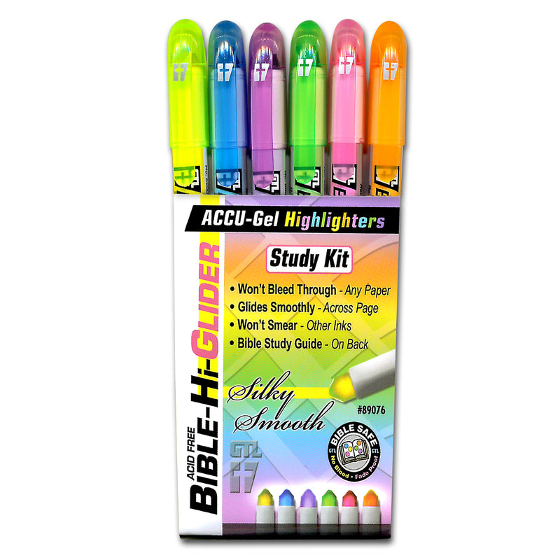 6 No Bleed or Smear Bible Safe Gel Highlighters, Bible Journaling