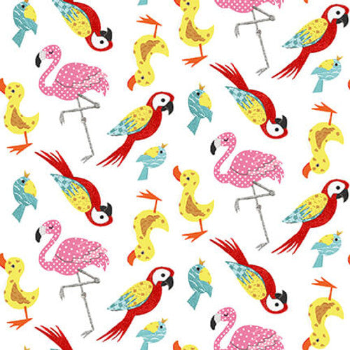 At The Zoo Collection Tossed Colorful Birds Cotton Fabric