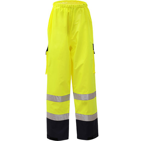 High Vis Class E Premium Waterproof Pants with Black Bottom 6803