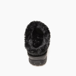 Minnetonka women's Emerson low winter boot in black, heel view