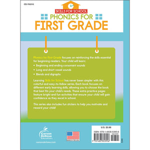 Carson Dellosa Phonics for First Grade activity book back cover