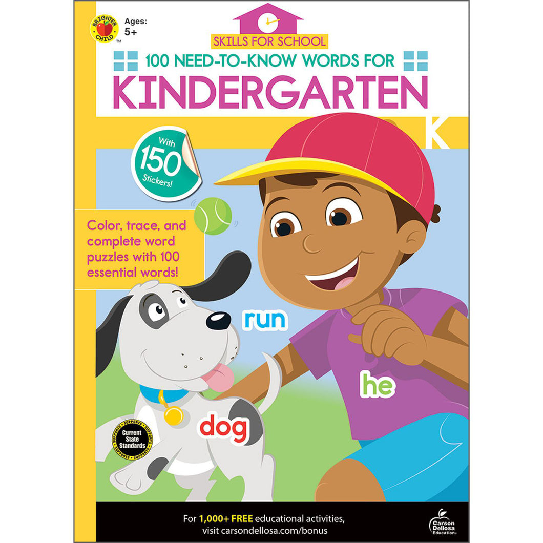Carson Dellosa 100 Need-to-know Words for Kindergarten activity book front cover