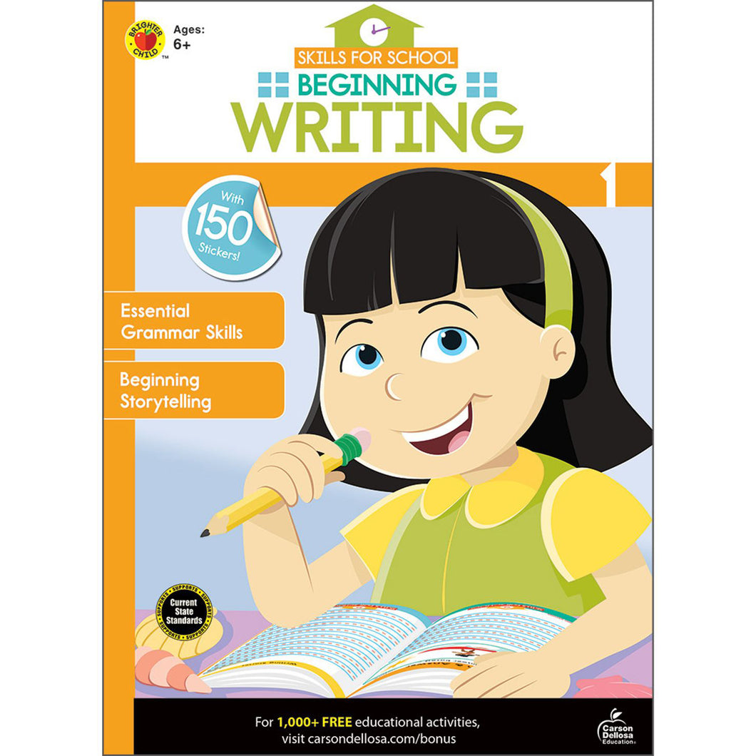 Carson Dellosa Beginning Writing activity book front cover