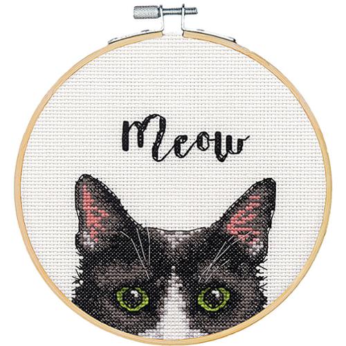 Embroidery Kit for Adults Beginners Starter Cross Stich Kit with Black Cat  Flower Pattern Stamped Embroidery Cloth Hoops Threads Needles Easy Handmade Needlepoint  Kits,Black Kitty 