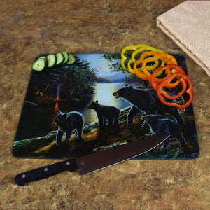 Bear Cutting Board with Food