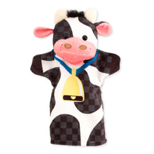farm friends cow with bell hand puppet