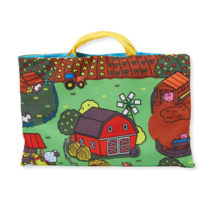 take along farm play mat tote with handles closed