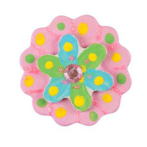 decorated wooden flower magnet