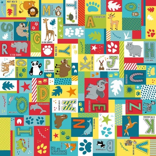 A To Zoo Collection Patch Cotton Fabric