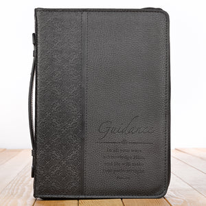 Guidance Black Faux Leather Bible Cover BBM495