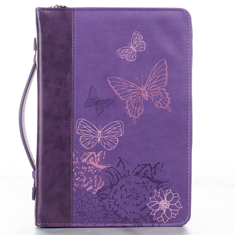 New Creation Purple Faux Leather Bible Cover BBM527