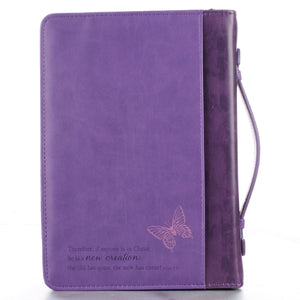 New Creation Purple Faux Leather Bible Cover BBM527