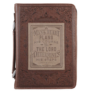 A Man's Heart Brown Faux Leather Bible Cover BBM675