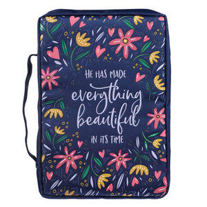 He Has Made Everything Beautiful Navy Floral Value Bible Cover - Ecclesiastes 3:11 Front Cover