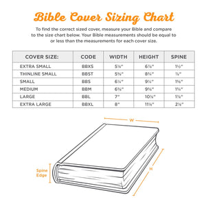 Bible cover sizing chart