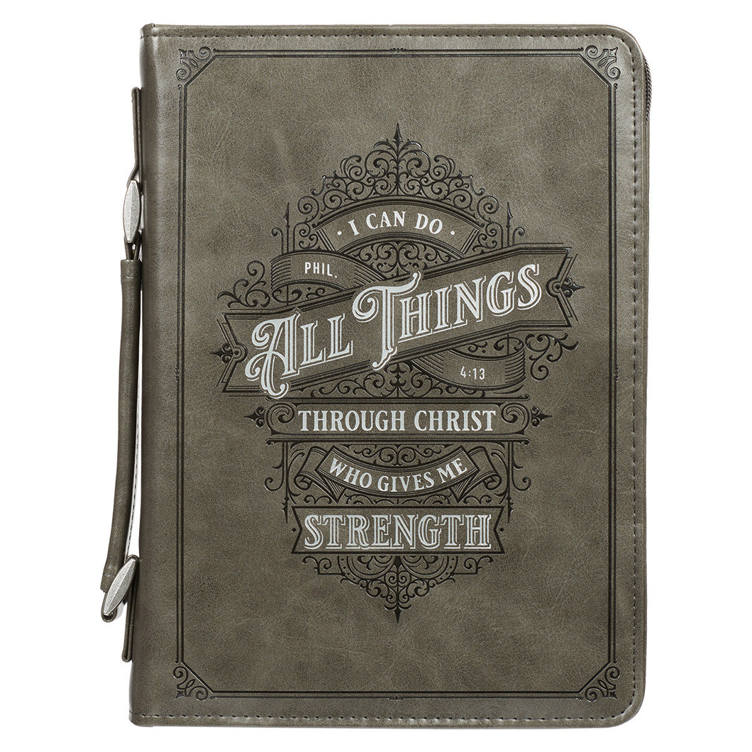 All Things Through Christ Gray Bible Cover BBC726