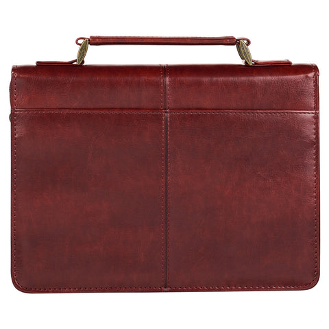 Hope and a Future Chestnut Brown Faux Leather Classic Bible Cover - Jeremiah 29:11 Back Cover
