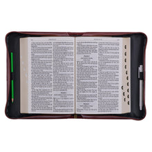Hope and a Future Chestnut Brown Faux Leather Classic Bible Cover - Jeremiah 29:11 Open with Bible 