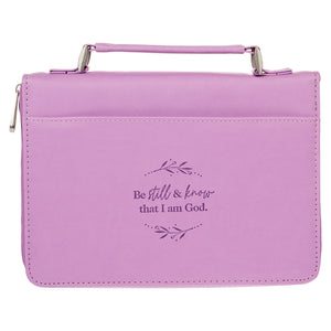 Be Still & Know Purple Laurel Faux Leather Fashion Bible Cover - Psalm 46:10 Back