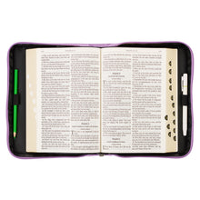 Be Still & Know Purple Laurel Faux Leather Fashion Bible Cover - Psalm 46:10 Open with Bible