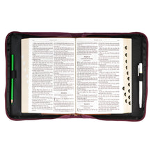 Walk by Faith Ruby Red Faux Leather Fashion Bible Cover - 2 Corinthians 5:7 Open with Bible