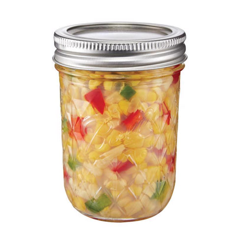Ball 8 oz quilted crystal jelly jar with food